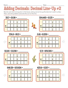 Adding Decimals: Decimal Line-Up #2