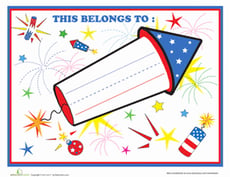 4th of July Name Label