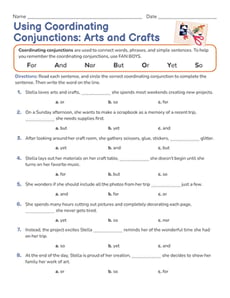 Using Coordinating Conjunctions: Arts and Crafts