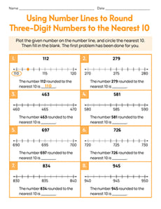 Using Number Lines to Round Three-Digit Numbers to the Nearest 10