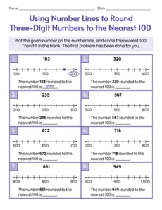 Using Number Lines to Round Three-Digit Numbers to the Nearest 100