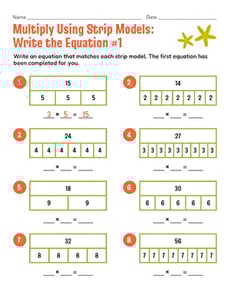 Multiply Using Strip Models: Write the Equation #1