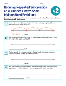 Modeling Repeated Subtraction on a Number Line to Solve Division Word Problems #2