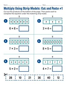 Multiply Using Strip Models: Cut and Paste #1