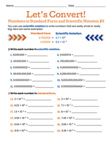 Let's Convert! Numbers in Standard Form and Scientific Notation #2
