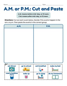 A.M. or P.M.: Cut and Paste