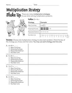 Multiplication Strategy Shake Up