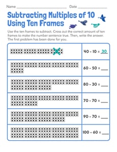 Subtracting Multiples of 10 Using Ten Frames
