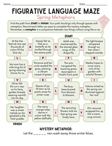 Figurative Language Maze: Spring Metaphors