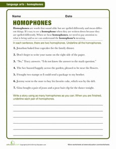 Homophone Sentences