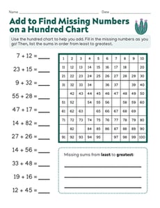 Add to Find Missing Numbers on a Hundred Chart