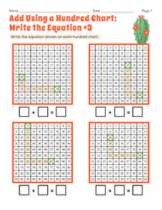 Add Using a Hundred Chart: Write the Equation #3