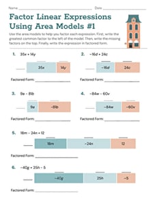 Factor Linear Expressions Using Area Models #1