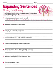 Expanding Sentences: Spring Has Sprung