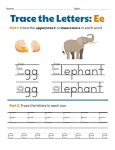 Trace the Letters: Ee