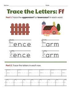 Trace the Letters: Ff