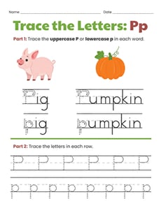 Trace the Letters: Pp