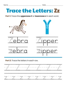 Trace the Letters: Zz