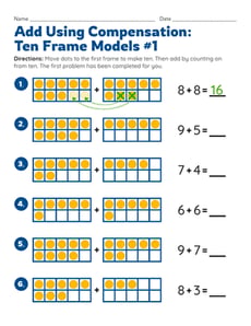 Add Using Compensation: Ten Frame Models #1