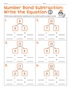 Number Bond Subtraction: Write the Equation #1