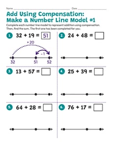Add Using Compensation: Make a Number Line Model #1