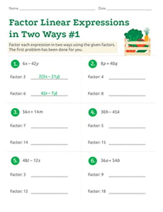 Factor Linear Expressions in Two Ways #1