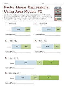 Factor Linear Expressions Using Area Models #2