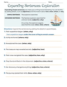 Expanding Sentences: Exploration