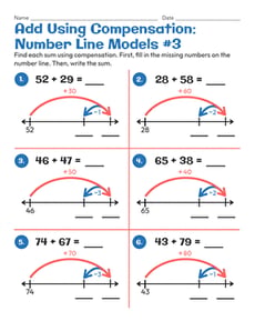 Add Using Compensation: Number Line Models #3