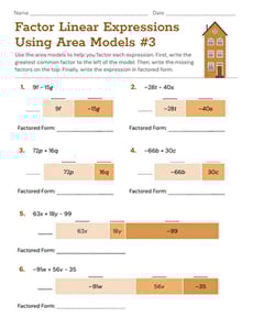 Factor Linear Expressions Using Area Models #3
