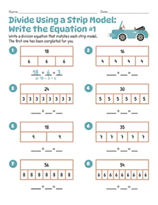 Divide Using a Strip Model: Write the Equation #1