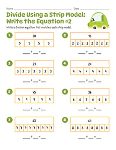 Divide Using a Strip Model: Write the Equation #2