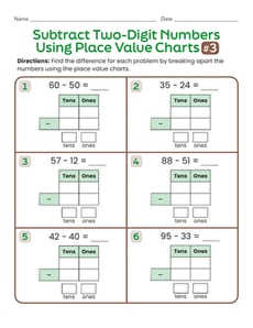 Subtract Two-Digit Numbers Using Place Value Charts #3