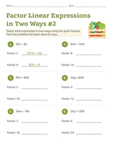Factor Linear Expressions in Two Ways #2