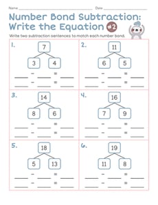 Number Bond Subtraction: Write the Equation #2