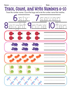 Trace, Count, and Write Numbers 6–10