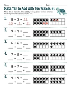 Make Ten to Add With Ten Frames #1