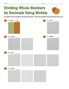 Dividing Whole Numbers by Decimals Using Models