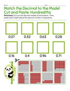 Match the Decimal to the Model Cut and Paste: Hundredths