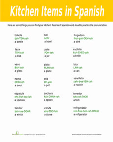 Kitchen Items in Spanish