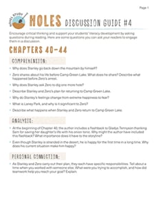 Novel Study: Holes: Discussion Guide #4