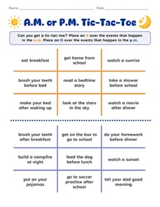 A.M. or P.M. Tic-Tac-Toe