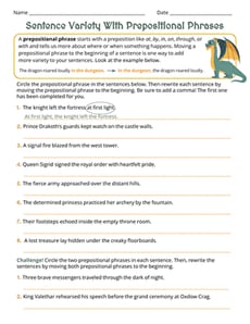 Sentence Variety With Prepositional Phrases