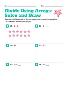 Divide Using Arrays: Solve and Draw