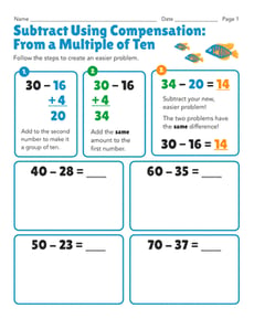 Subtract Using Compensation: From a Multiple of Ten
