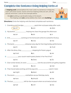 Complete the Sentence Using Helping Verbs #1