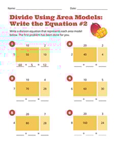 Divide Using Area Models: Write the Equation #2