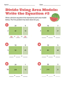 Divide Using Area Models: Write the Equation #3