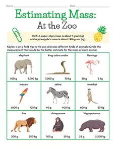 Estimating Mass: At the Zoo