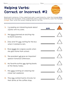 Helping Verbs: Correct or Incorrect #2